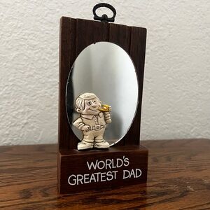 Vintage Wallace Berrie 70s 1975 World’s Greatest Dad Mirror Decor